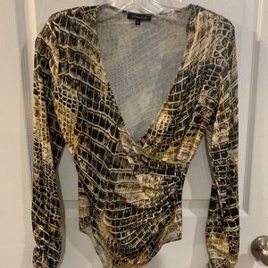 QC by QC Multicolor - Sexy Wrap Bodysuit - long sleeve -  Size Small